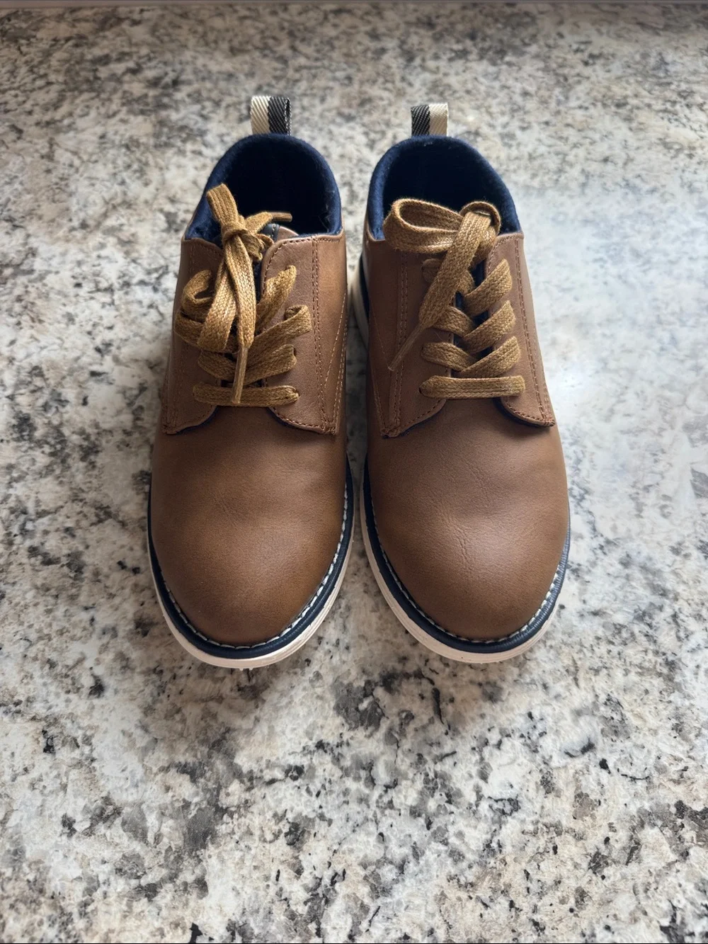 Cat & Jack Brown Kids Dress Shoes with Tan Laces